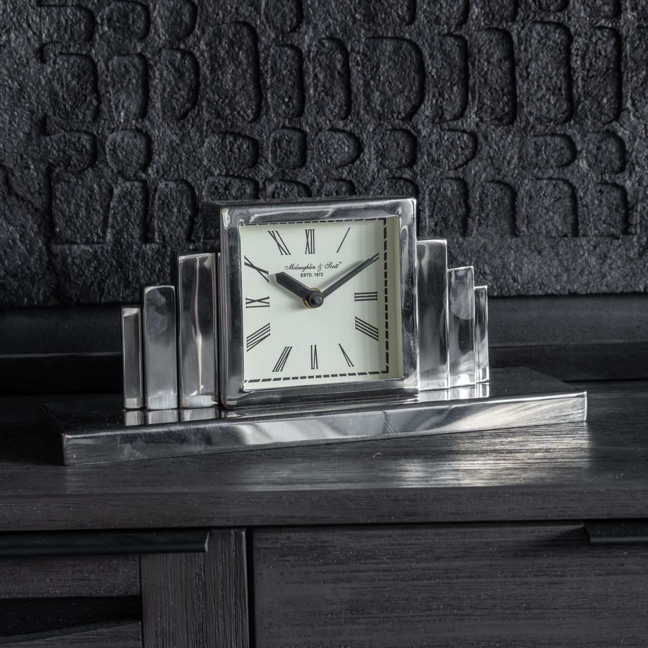 Plaza Nickel & White Tiered Mantel Clock